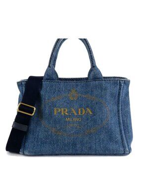 Prada Canapa Blue Denim 2-Way Shoulder Bag